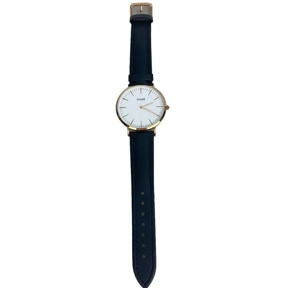 Cluse black leather